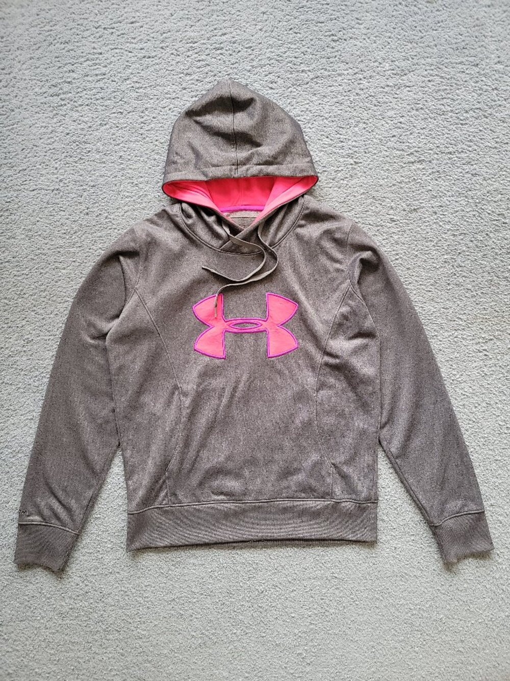 Under Armour Storm ColdGear Grey & Hot Pink Big Logo Hoodie Womens Size Medium
